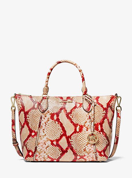 michael kors lenox large python embossed leather satchel|Lenox Large Python Embossed Leather Satchel .